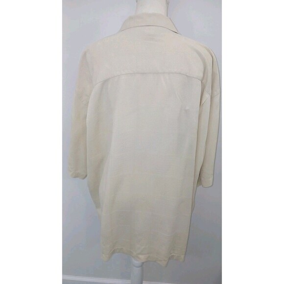 Tommy Bahama 100% Silk Beige Stitch Shirt‎ Short Sleeve Pocket Size XXL - Picture 2 of 7